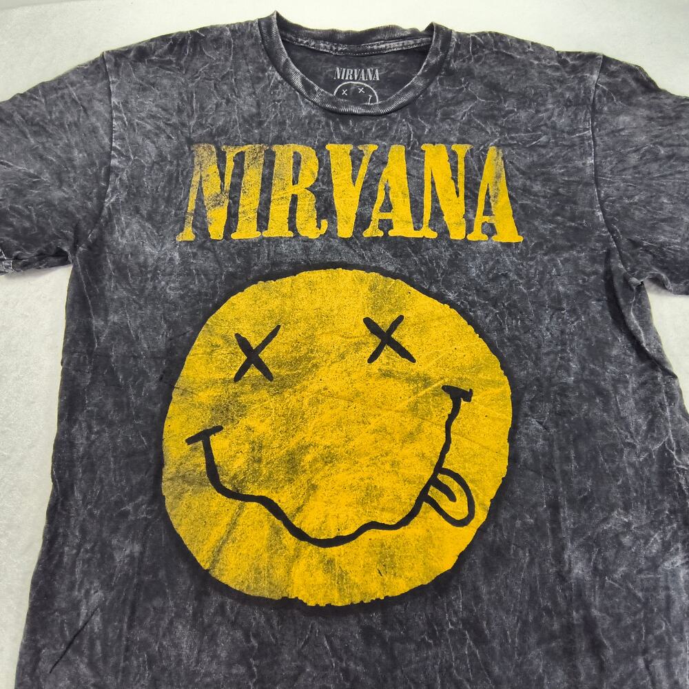 Nirvana Band Casual Crew Neck Graphic Shirt Adult Mens Medium M Black Yellow
